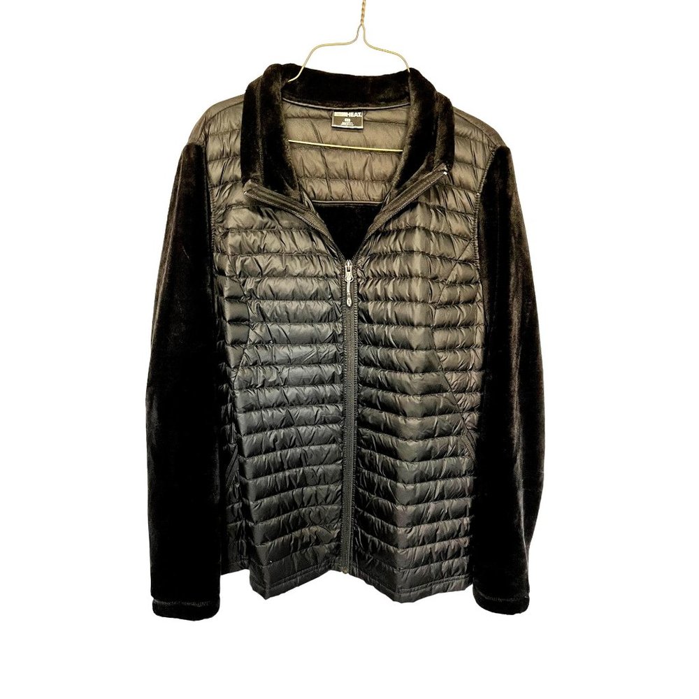 32 Degrees HEAT Women's Jacket Size L Black Down & Polyester Faux Fur Womans siz